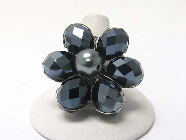 Facet beads flower stretch ring