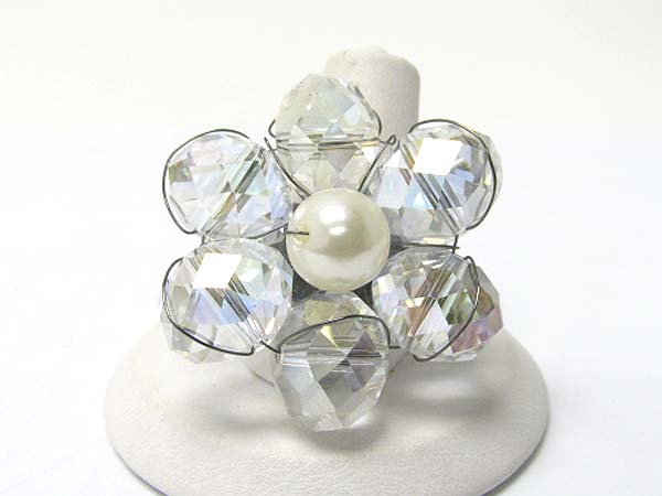 Facet beads flower stretch ring