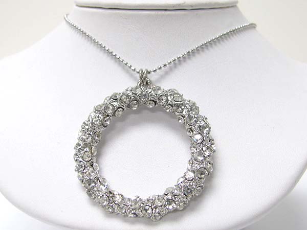 Crystal stud circle pendant necklace