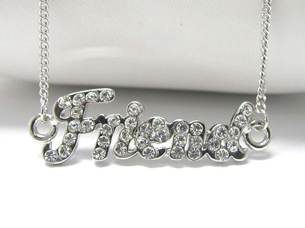 Made in korea whitegold plating crystal stud friend pendant necklace