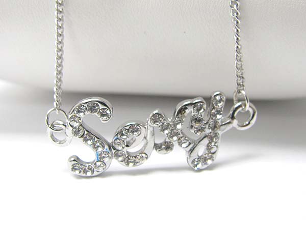 Made in korea whitegold plating crystal stud sexy pendant necklace