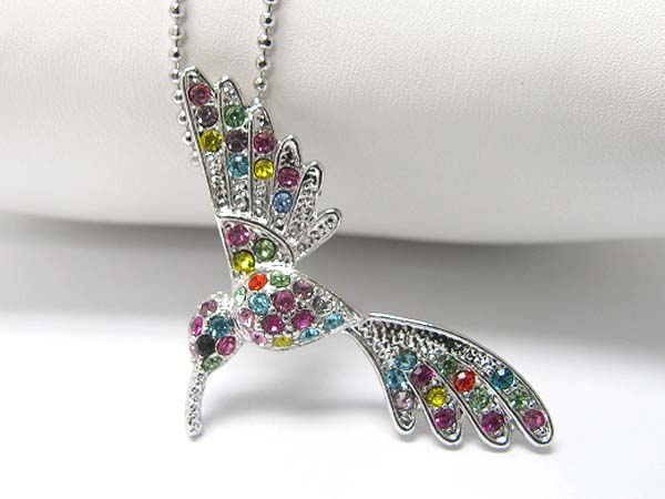 Made in korea whitegold plating crystal stud pheonix pendant necklace