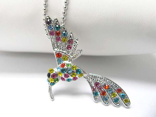 Made in korea whitegold plating crystal stud pheonix pendant necklace