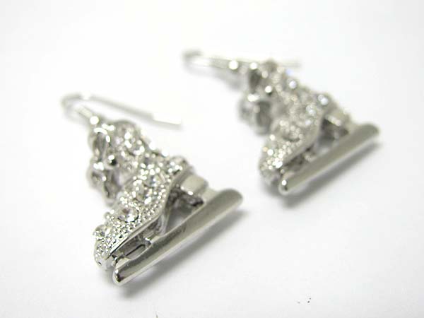 Made in korea whitegold plating crystal stud skating shoe earring