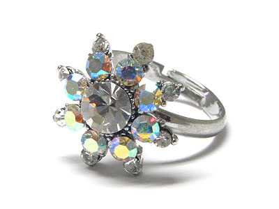 Crystal flower ring - adjustable