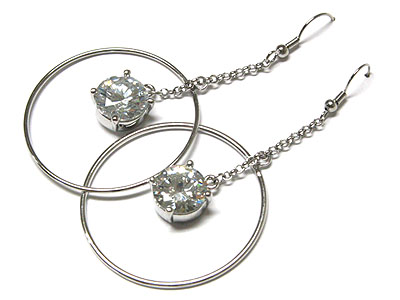 Hoop and cubic zirconia drop earring - hoops