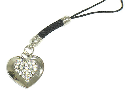 Crystal heart cellphone charm