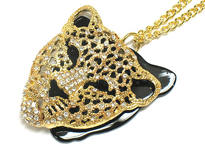 Crystal leopard head necklace