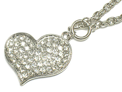 Crystal heart toggle necklace