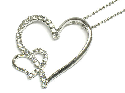 Crystal double heart necklace