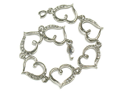 Crystal heart linked bracelet