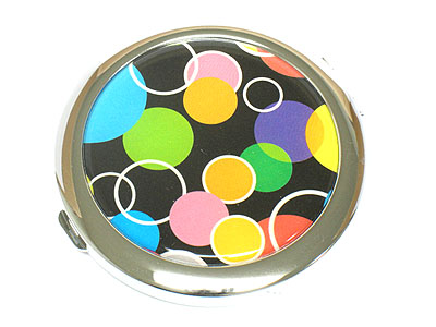 Colorful bubble deco compact mirror - one regular one convex mirror