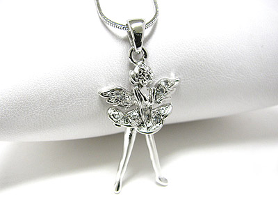 Made in korea whitegold plating crystal fairy pendant necklace