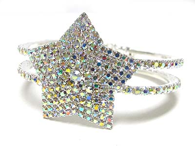 Crystal star double line bangle bracelet