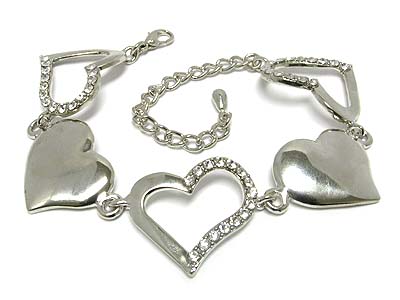 Multi crystal heart link bracelet