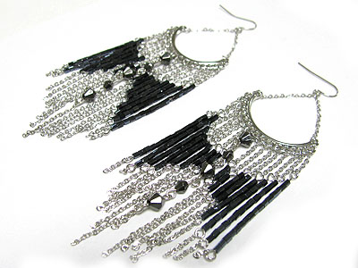 Seed bead tube tassel chandelier earring