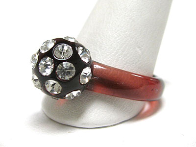 Crystal stud round acryl ball fashion ring