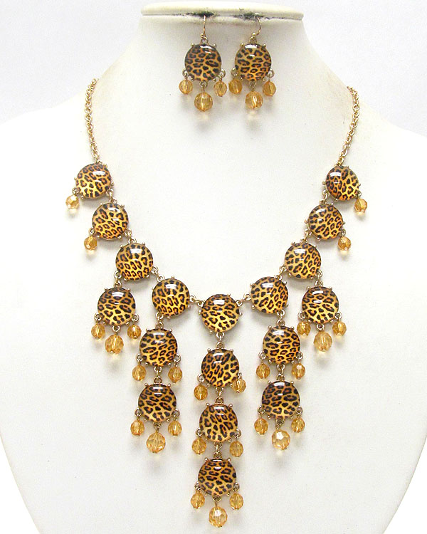 Animal print small bubble necklace earring set - j crew style