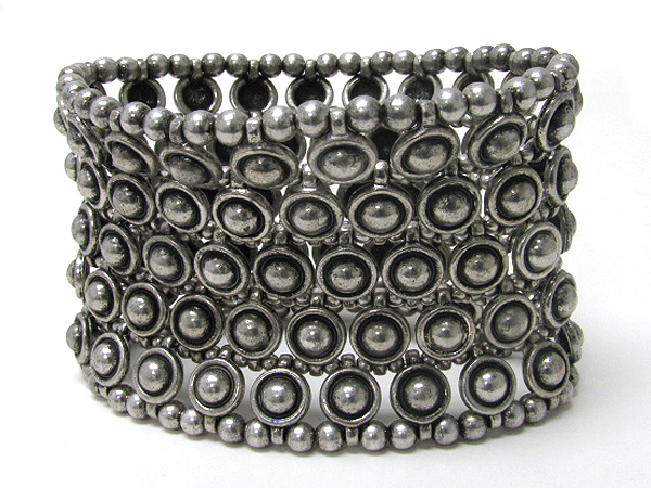 Multi metal ball link wide stretch bracelet