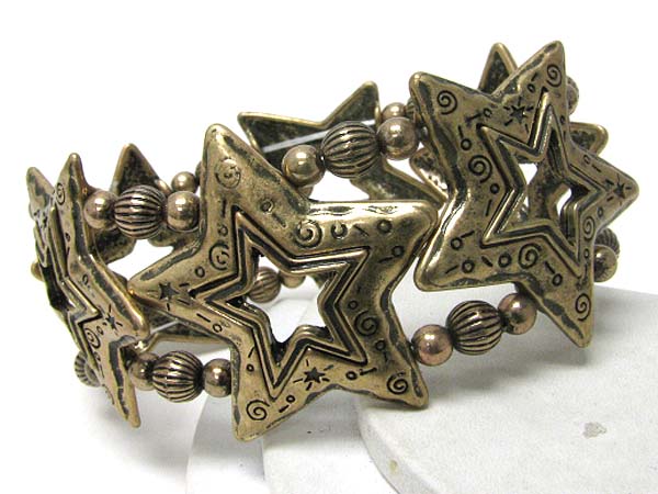 Multi casting metal star link stretch bracelet