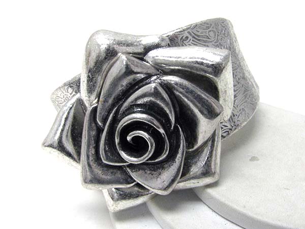 Large metal rose cuff bracelet