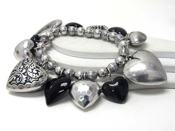 Multi heart charm stretch bracelet