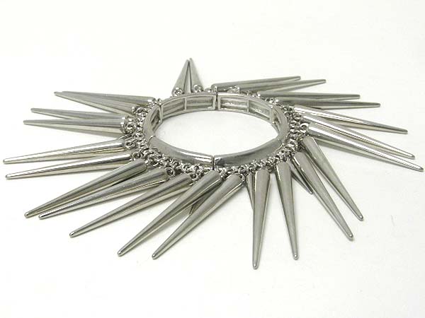 Multi metal spike dangle stretch bracelet