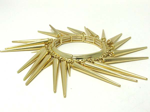 Multi metal spike dangle stretch bracelet