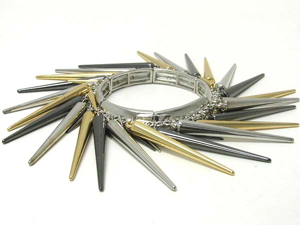 Multi metal spike dangle stretch bracelet