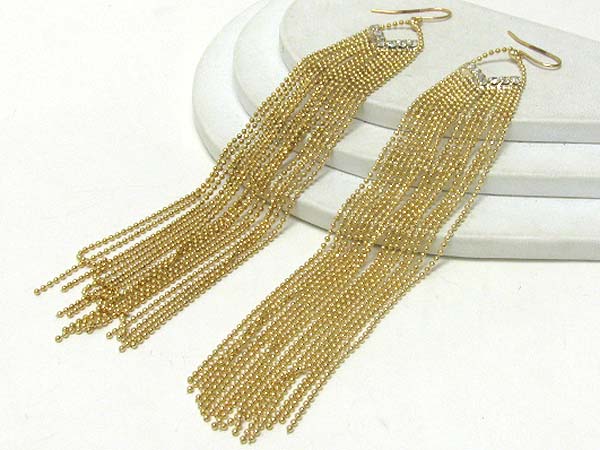 4.5 inch long crystal and tassel drop earring