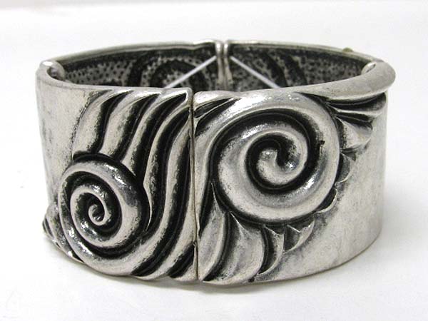 Masive metal art deco casting stretch bracelet