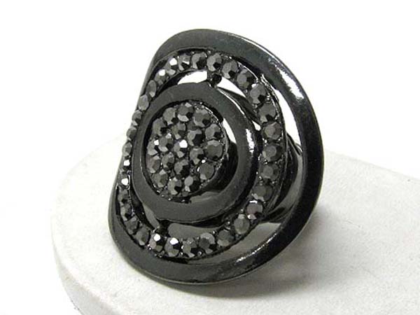 Large  crystal stud round metal stretch ring