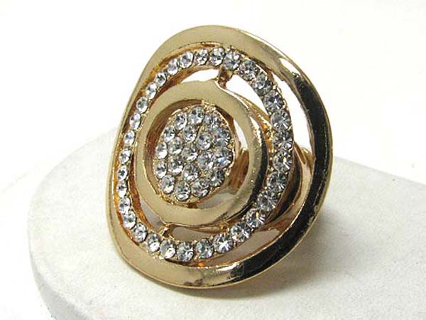 Large  crystal stud round metal stretch ring