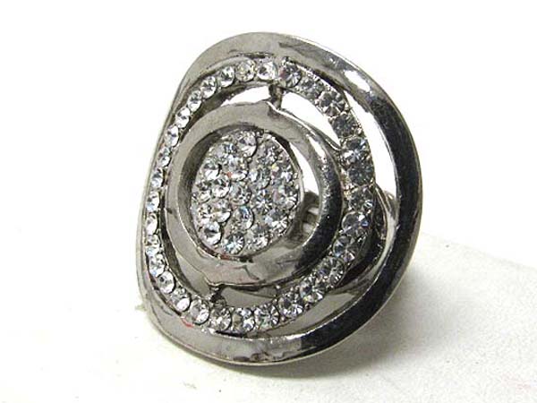 Large  crystal stud round metal stretch ring