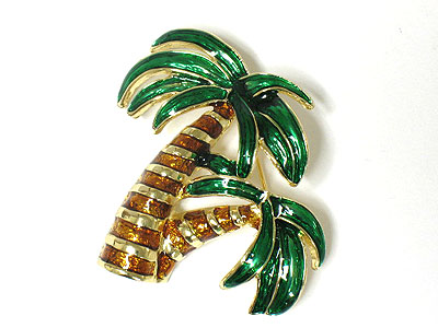 Enamel palm tree brooch