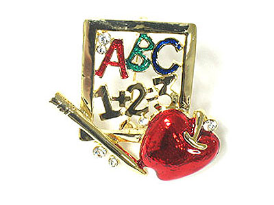 Back to school theme apple brooch