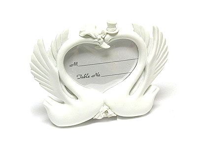 Wedding giveaway figuline picture frame or table name tag - swans