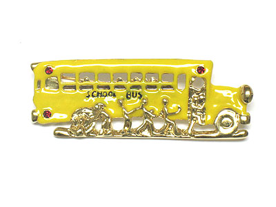 Back to school theme school bus brooch