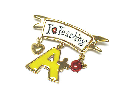 Back to school theme i love teaching brooch