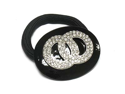 Crystal emblem metal pony tail headband