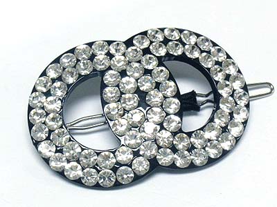 Crystal double round disk hair pin