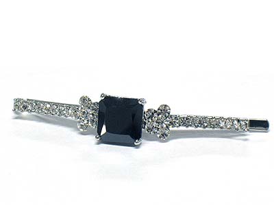 Large square stone and crystal deco hair pin