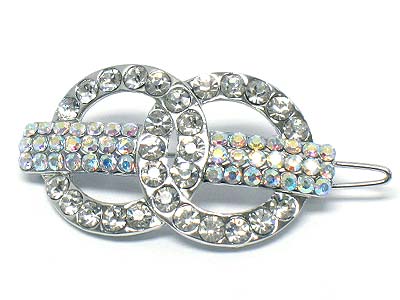 Crystal deco double round ring hair pin