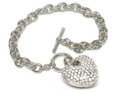 Crystal heart toggle bracelet