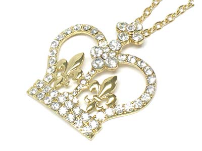 Rhinestone crown pendant necklace 