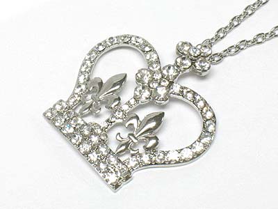 Rhinestone crown pendant necklace 