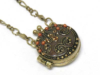 Crystal small round locket pendant necklace