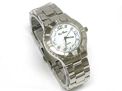 Designer inspired crystal deco metal watch