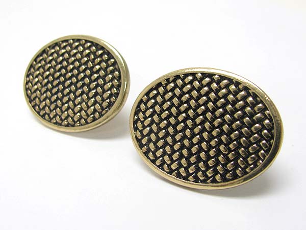 Textured wide oval earring