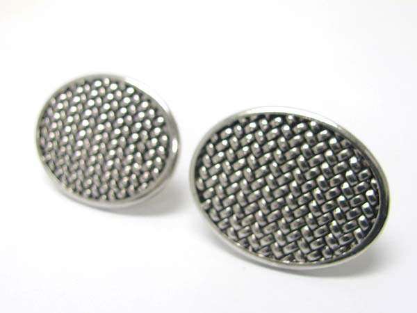 Textured wide oval earring